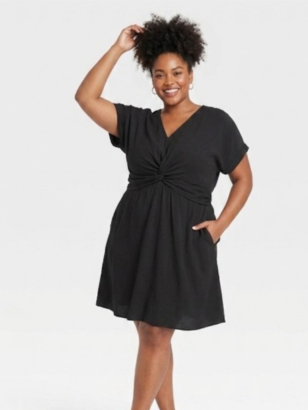 Ava & Viv Plus Size Black Twist Knot Dress